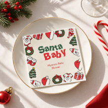 Santa Baby Red Green Christmas Baby Shower Favours