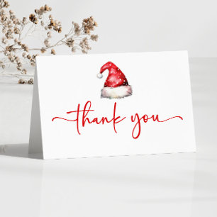 Santa Baby Red Hat Christmas Holiday Baby Shower Thank You Card
