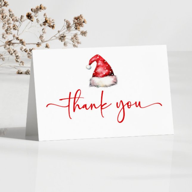 Santa Baby Red Hat Christmas Holiday Baby Shower Thank You Card (Creator Uploaded)