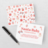 Santa Baby Red Pink Baby Shower Diaper Raffle