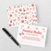 Santa Baby Red Pink Baby Shower Diaper Raffle
