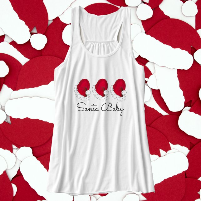 Santa Baby Red Santa Claus Hat Xmas Christmas Singlet (Santa Baby tank)