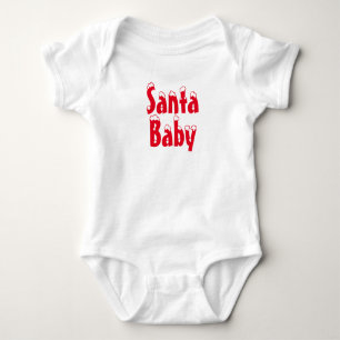 Santa Baby red snow typography cute Christmas Bodysuit