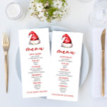 Santa Baby Red Snowy Santa Hat Baby Shower Food Menu<br><div class="desc">This is a Santa Baby Red Snowy Santa Hat Baby Shower Food menu. 

food menu entree drinks appetizer dessert table menu minimal minimalist plain black white simple clean</div>