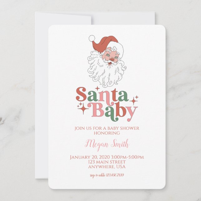 Santa Baby Retro Baby Shower Invitation (Front)