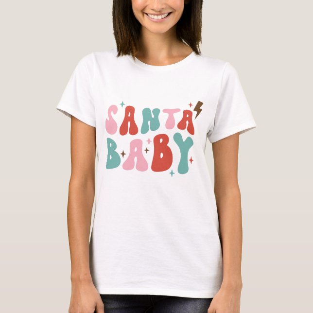 Santa Baby Retro Christmas T-Shirt (Front)