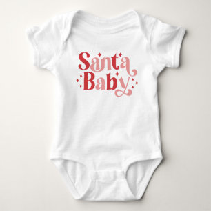 Santa Baby - Retro Christmas Typography Baby Bodysuit