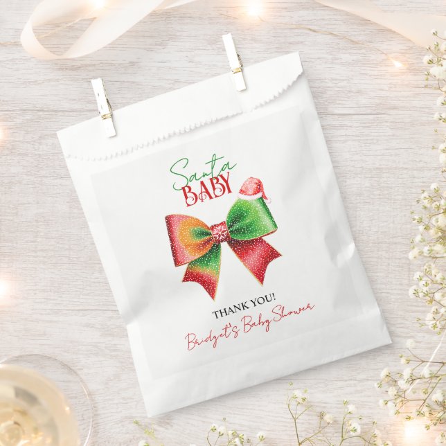 Santa Baby shower bow and Santa hat Christmas Favour Bags (Clipped)
