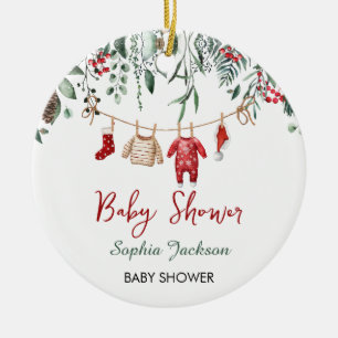 Santa Baby Shower Christmas Baby Clothes Winter Ceramic Tree Decoration