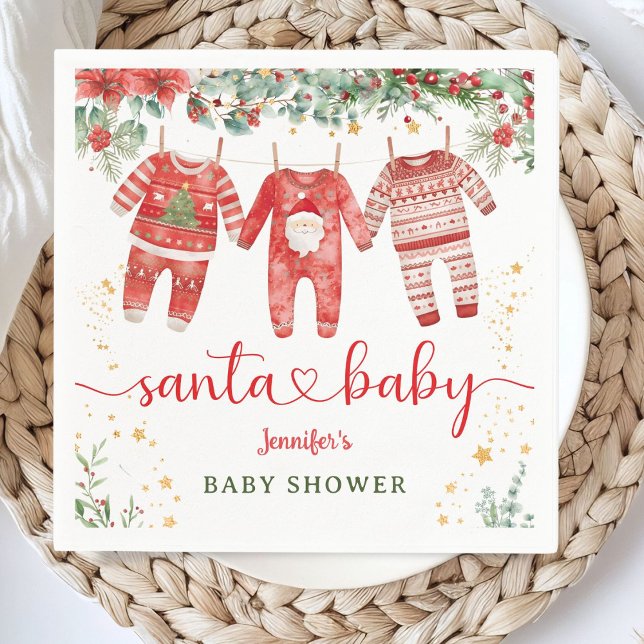 Santa Baby Shower Christmas Boy Paper Napkin (Creator Uploaded)
