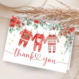 Santa Baby Shower Christmas Folded Thank You Card