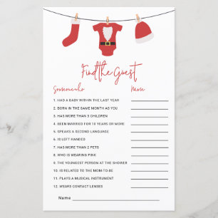 Santa Baby Shower Find the Guest Game Christmas