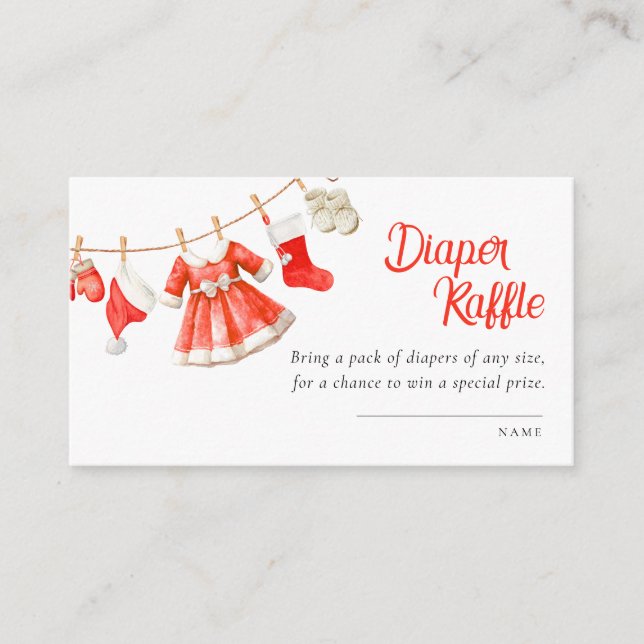 Santa Baby Shower Girl Diaper Raffle Enclosure Card (Front)