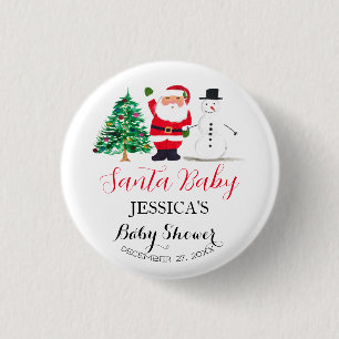 Santa Baby Shower Red Cute simple Thank you 3 Cm Round Badge