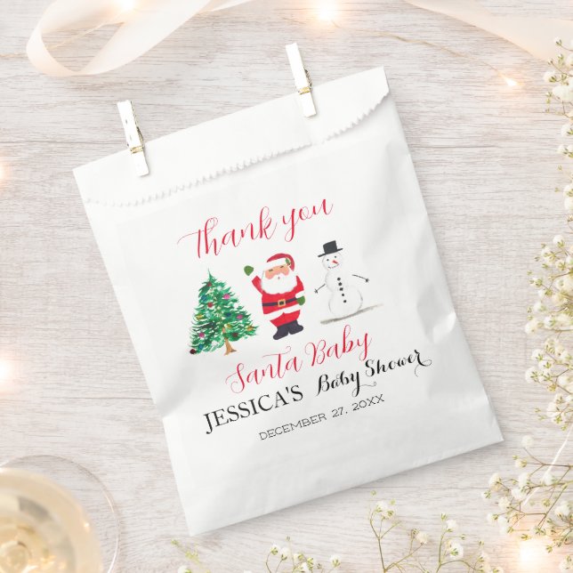 Santa Baby Shower Red Cute simple Thank you Favour Bags (Clipped)
