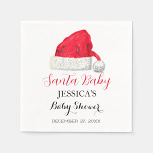 Santa Baby Shower Red Cute simple Thank you Napkin