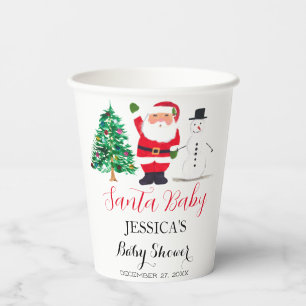 Santa Baby Shower Red Cute simple Thank you Paper Cups