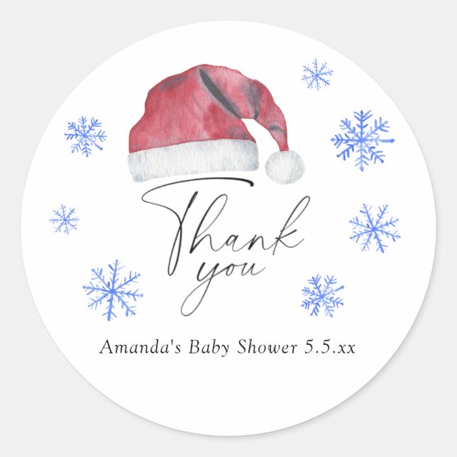 Santa baby shower - Thank You Card Classic Round Sticker (Front)