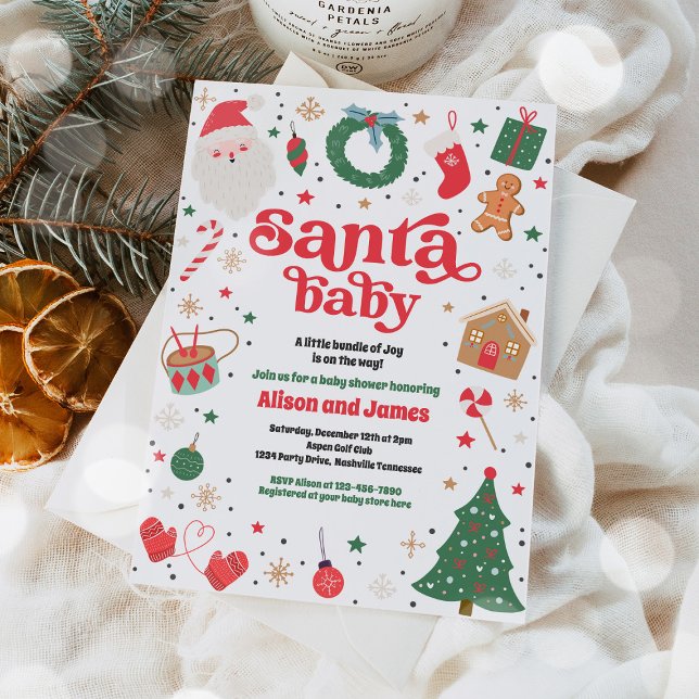 Santa Baby Traditional Christmas Baby Shower  Invitation (Creator Uploaded)
