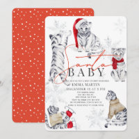 Santa Baby White Tiger Snowflakes Baby Shower
