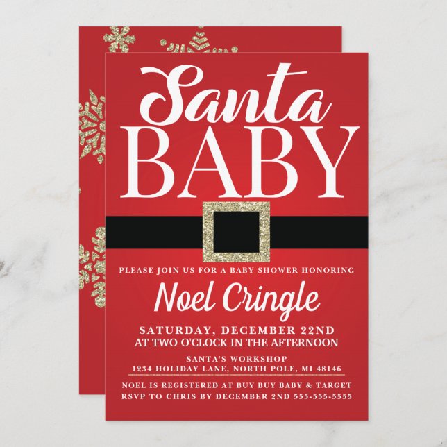Santa Baby Winter Baby Shower Invitation (Front/Back)