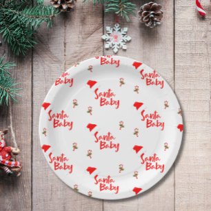 Santa Baby Winter Baby Shower Paper Plate
