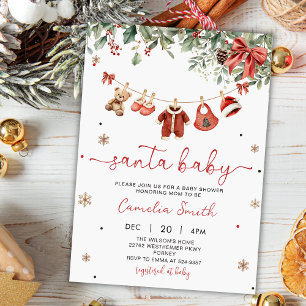 Santa Baby Winter Christmas Baby Shower Invitation