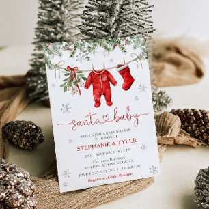 Santa Baby Winter Christmas Baby Shower Invitation