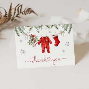 Santa Baby Winter Christmas Baby Shower Thank You Card