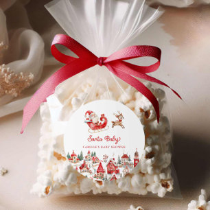 Santa Baby Winter Wonderland Baby Shower Classic Round Sticker