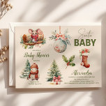 Santa Baby Woodland Winter Christmas Baby Shower Invitation<br><div class="desc">Invite your loved ones to a cosy and charming celebration with our "Woodland Winter Christmas" Baby Shower Invitation. Designed to capture the serene beauty of a winter forest and the festive spirit of Christmas, this invitation is perfect for a heartwarming baby shower. Features: Enchanting Design: The invitation features a picturesque...</div>