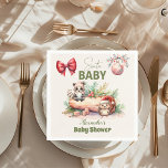 Santa Baby Woodland Winter Christmas Baby Shower Napkin<br><div class="desc">Add a touch of woodland charm to your baby shower with our "Woodland Winter Christmas" Baby Shower Napkins. These beautifully designed napkins blend the serene beauty of a winter forest with festive Christmas elements, making them a perfect complement to your celebration. Features: Charming Design: The napkins feature a delightful woodland...</div>