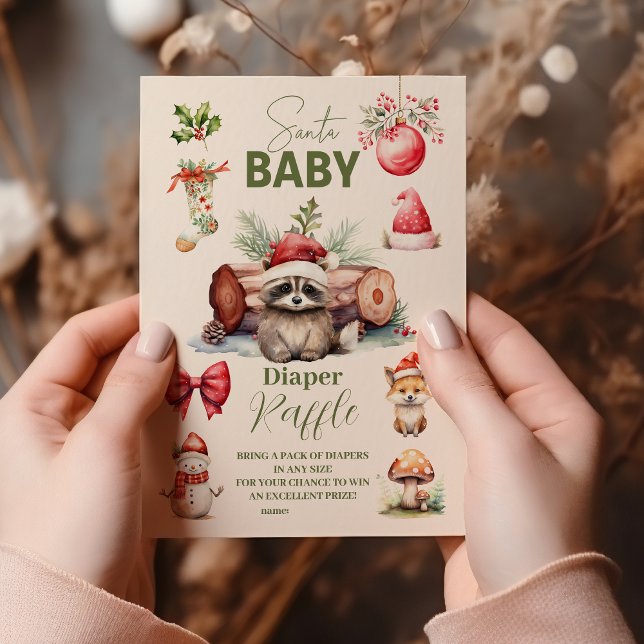 Santa Baby Woodland Winter  Diapper Raffle Enclosure Card (Creator Uploaded)