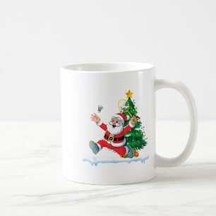 Santa Badminton Christmas Tree Lights Men Women Ki Coffee Mug