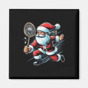 Santa Badminton Player Cool Sports Hobbies Christm Magnet