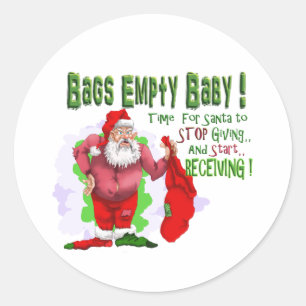santa bags empty classic round sticker
