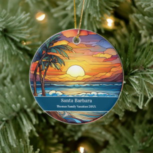 Santa Barbara Beach Vacation Ceramic Tree Decoration