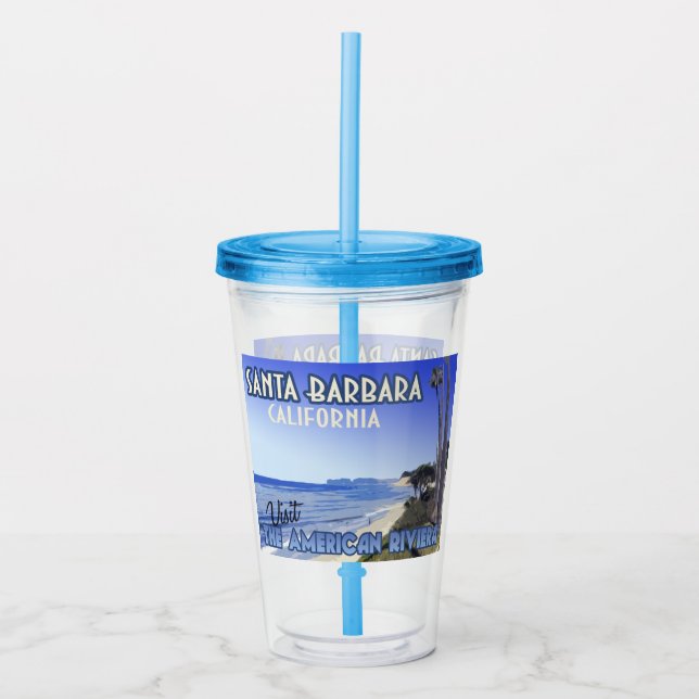 Santa Barbara California Butterfly Beach Montecito Acrylic Tumbler (Front)
