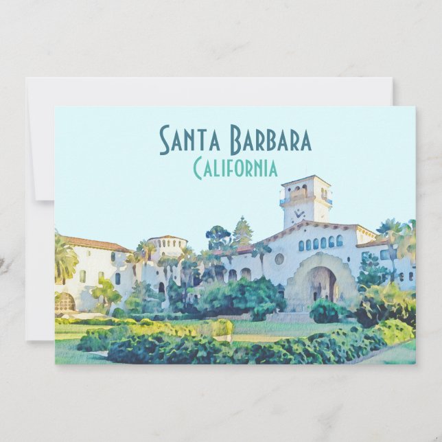 Santa Barbara California Courthouse Watercolor Invitation (Front)