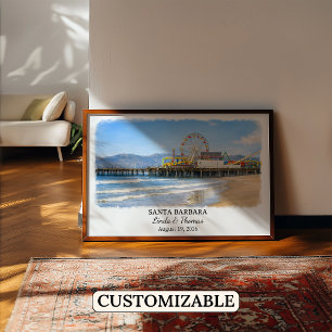 Santa Barbara California Poster, Watercolor, Custo Poster