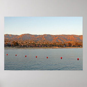 Santa Barbara, California sunset mountains Poster