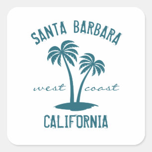 Santa Barbara California West Coast Square Sticker