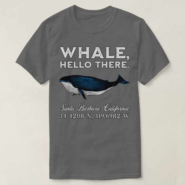 Santa Barbara California Whale Hello There Coordin T-Shirt (Design Front)