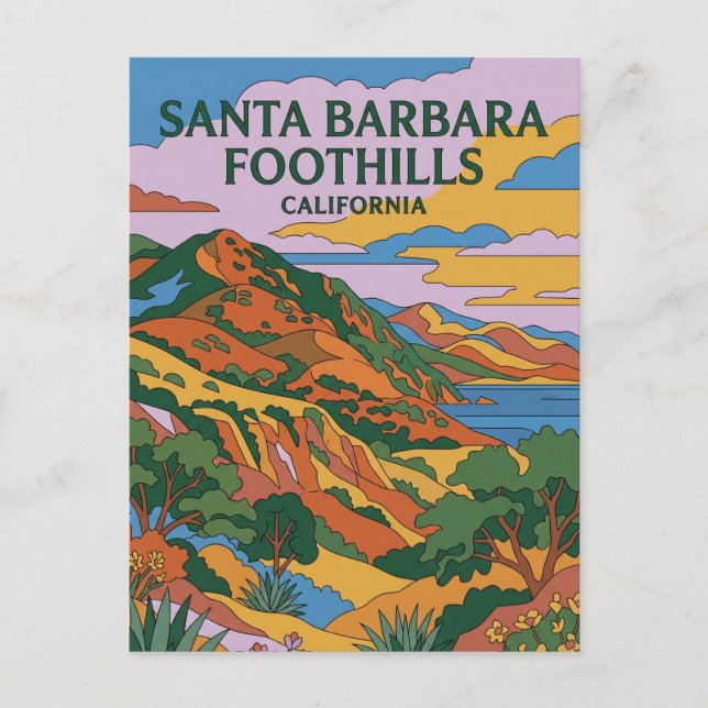 Santa Barbara Foothills California Postcard (Front)