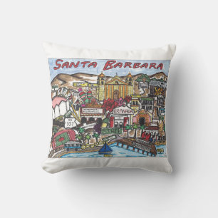 Santa Barbara Map Throw Pillow