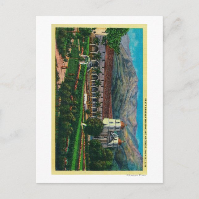 Santa Barbara Mission and Grounds Postcard (Front)