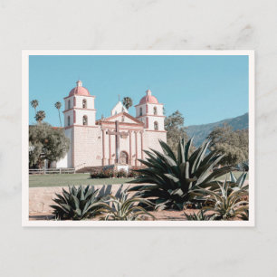 Santa Barbara Mission California Retro Postcard