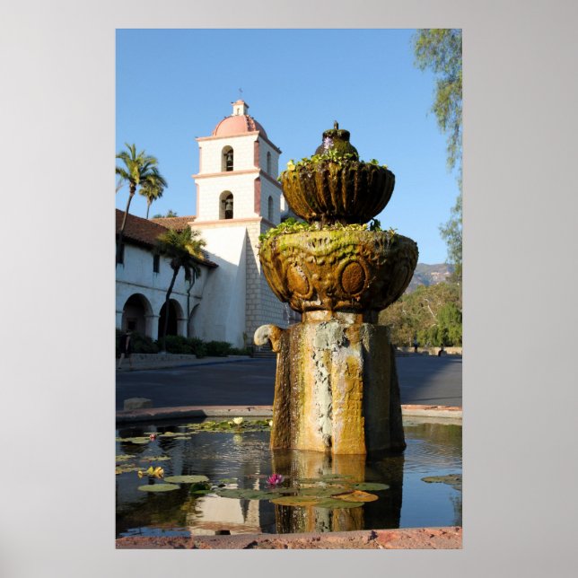 Santa Barbara Mission Fountain Poster (Front)