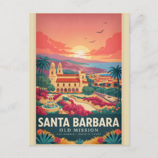 Santa Barbara Old Mission Vintage California Poste Postcard