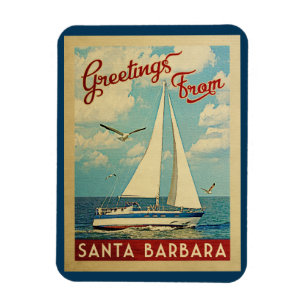 Santa Barbara Sailboat Vintage Travel California Magnet